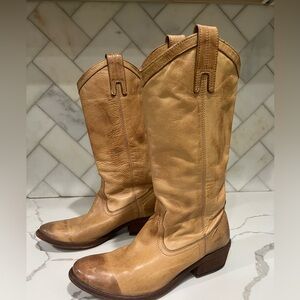 Frye Tan Leather Cowboy Boots